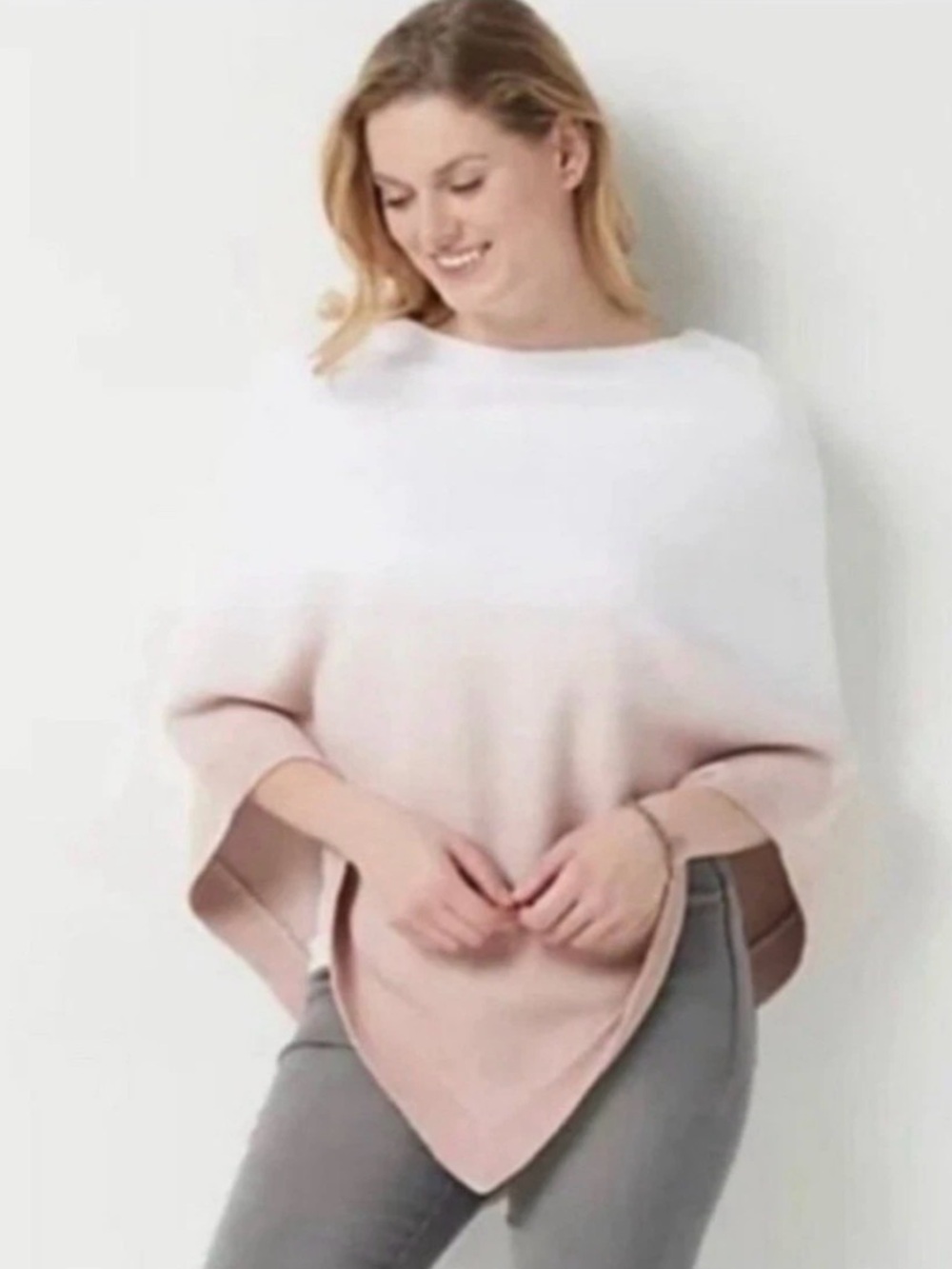 Barefoot Dreams CozyChic Ultra Lite Rose Ombre Poncho Sweater